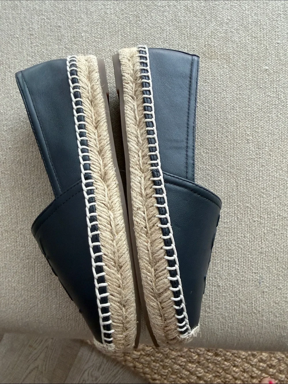 Saint Laurent Leather Espadrilles with Jute Trim
